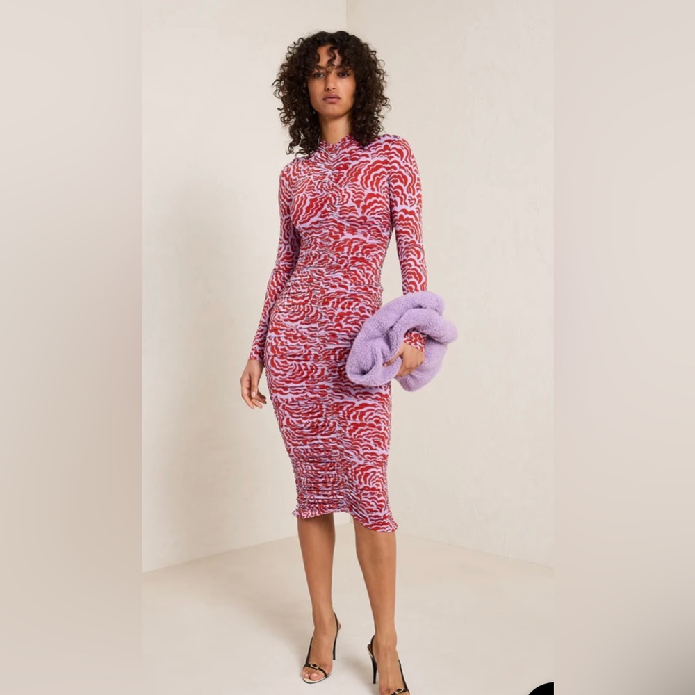 A.L.C. Ansel Ruched Long Sleeve Body-Con Midi dress